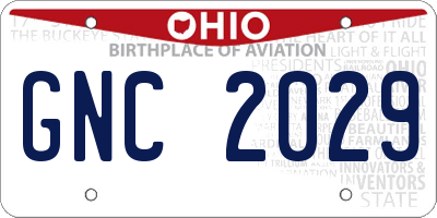 OH license plate GNC2029