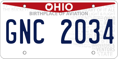 OH license plate GNC2034