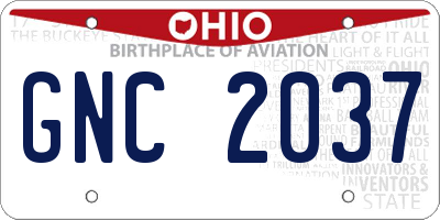 OH license plate GNC2037