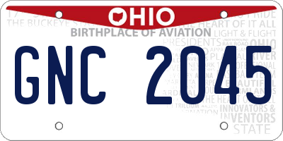 OH license plate GNC2045