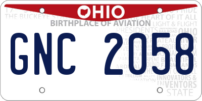 OH license plate GNC2058