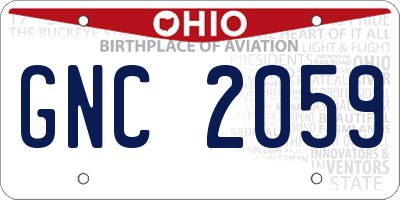 OH license plate GNC2059