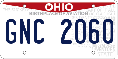 OH license plate GNC2060