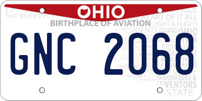 OH license plate GNC2068