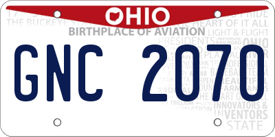 OH license plate GNC2070