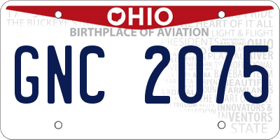 OH license plate GNC2075