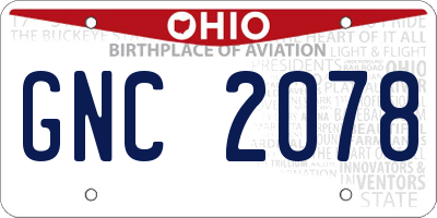OH license plate GNC2078