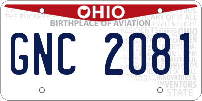 OH license plate GNC2081