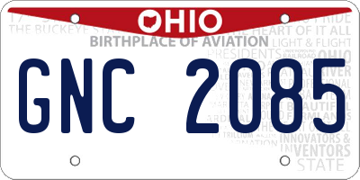 OH license plate GNC2085