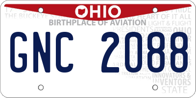 OH license plate GNC2088