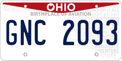 OH license plate GNC2093
