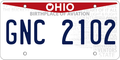 OH license plate GNC2102