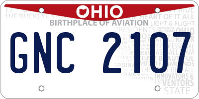 OH license plate GNC2107