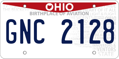 OH license plate GNC2128