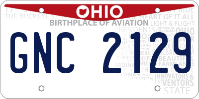 OH license plate GNC2129