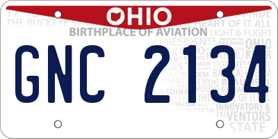 OH license plate GNC2134