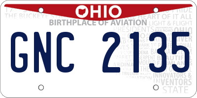 OH license plate GNC2135