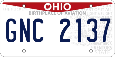 OH license plate GNC2137