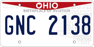 OH license plate GNC2138