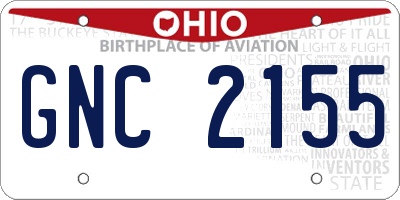 OH license plate GNC2155