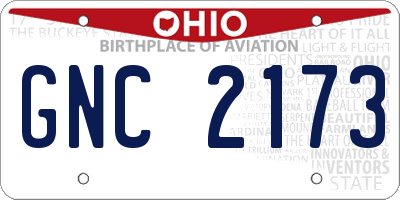 OH license plate GNC2173