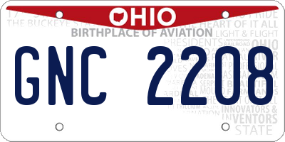 OH license plate GNC2208