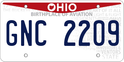 OH license plate GNC2209