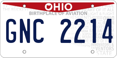 OH license plate GNC2214