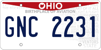 OH license plate GNC2231