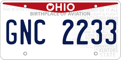 OH license plate GNC2233