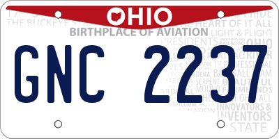 OH license plate GNC2237