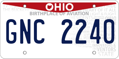 OH license plate GNC2240