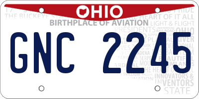OH license plate GNC2245