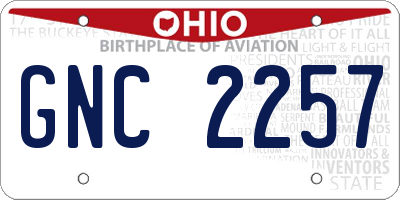 OH license plate GNC2257