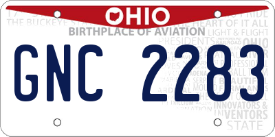 OH license plate GNC2283
