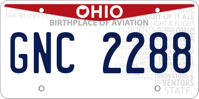 OH license plate GNC2288