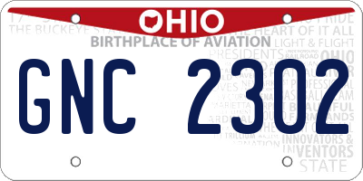 OH license plate GNC2302