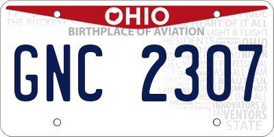 OH license plate GNC2307