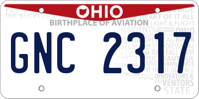 OH license plate GNC2317