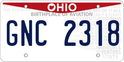 OH license plate GNC2318