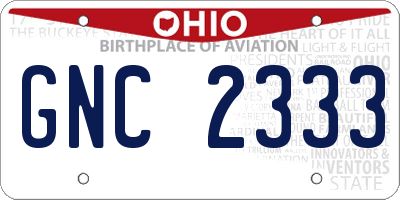 OH license plate GNC2333