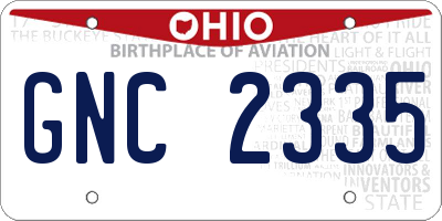 OH license plate GNC2335