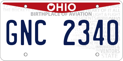OH license plate GNC2340