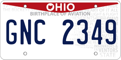 OH license plate GNC2349