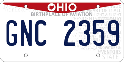 OH license plate GNC2359