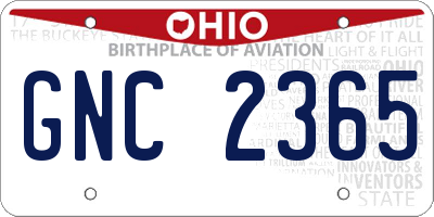 OH license plate GNC2365