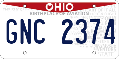 OH license plate GNC2374