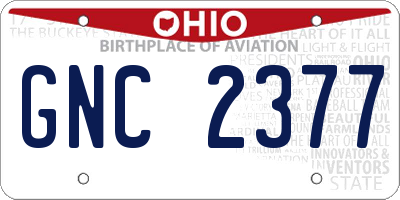 OH license plate GNC2377
