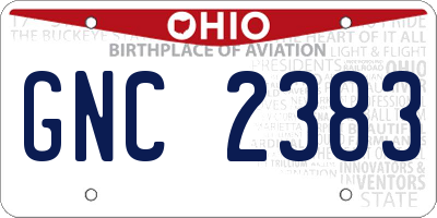 OH license plate GNC2383