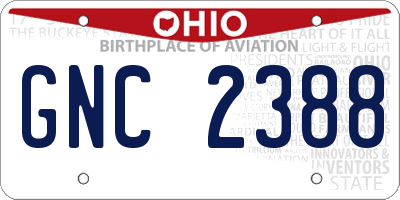 OH license plate GNC2388